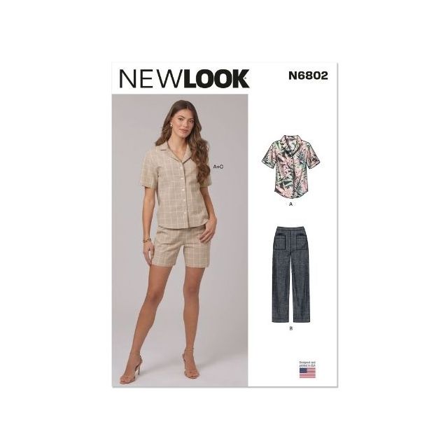 Patron New Look 6802 Chemise décontractée, pantalon et short