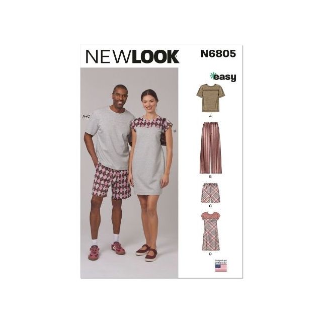 Patron New Look 6805 T-shirt, robe, pantalon, short