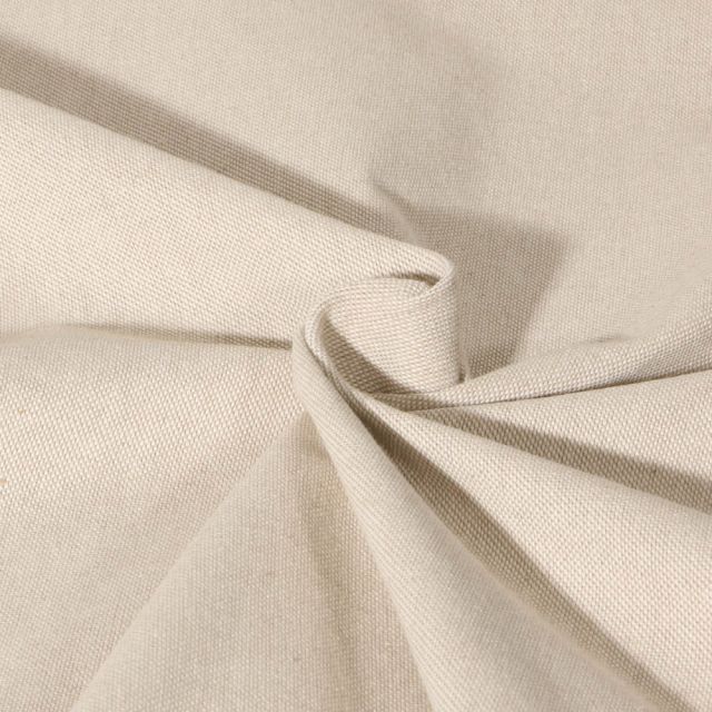 Tissu Toile de Coton aspect Lin Aubiane uni Beige