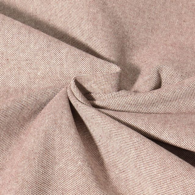 Tissu Toile de Coton aspect Lin Aubiane uni Marron