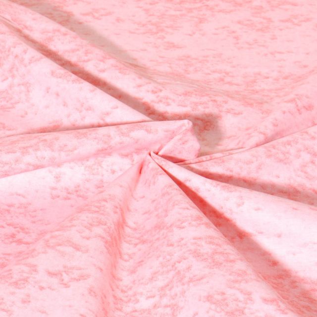 Tissu Popeline de Coton effet marbré Pietra uni Rose saumon
