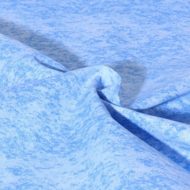 Tissu Popeline de Coton effet marbré Pietra uni Bleu