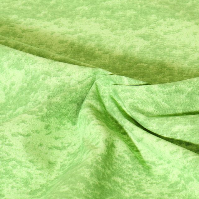 Tissu Popeline de Coton effet marbré Pietra uni Vert pomme