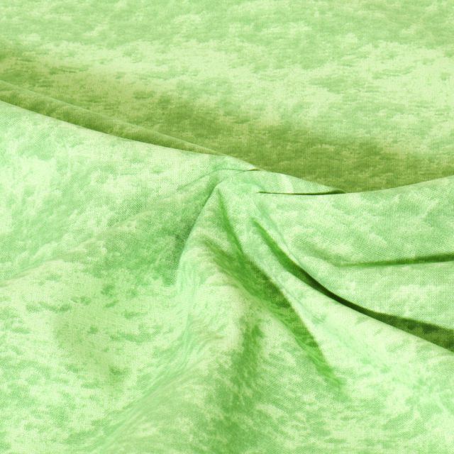 Tissu Popeline de Coton effet marbré Pietra uni Vert