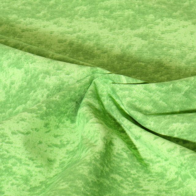 Tissu Popeline de Coton effet marbré Pietra uni Vert gazon