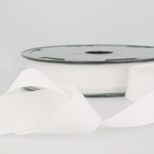 Sergé Coton 14 mm Blanc x1m
