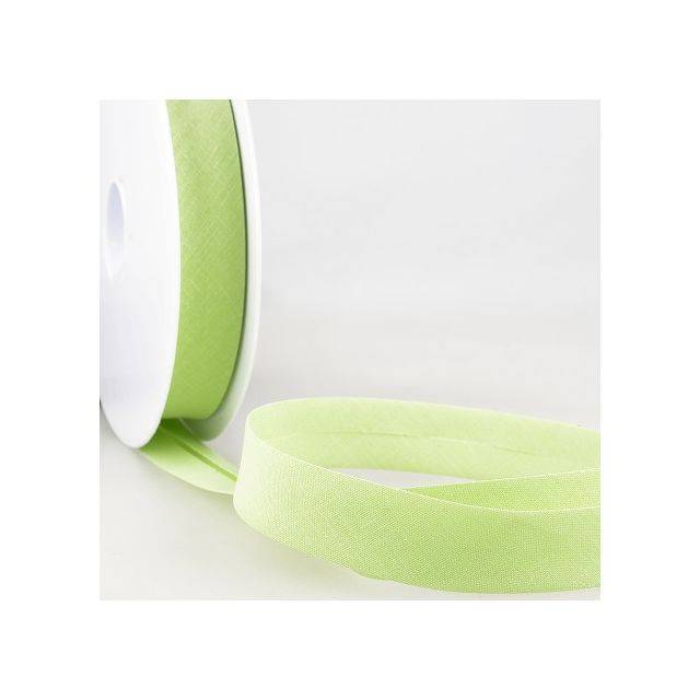Biais replié tout textile 27 mm Vert blanc x1m