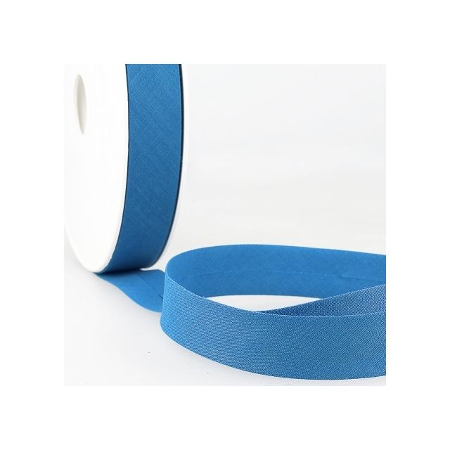 Biais replié tout textile 20 mm Bleu azur x1m