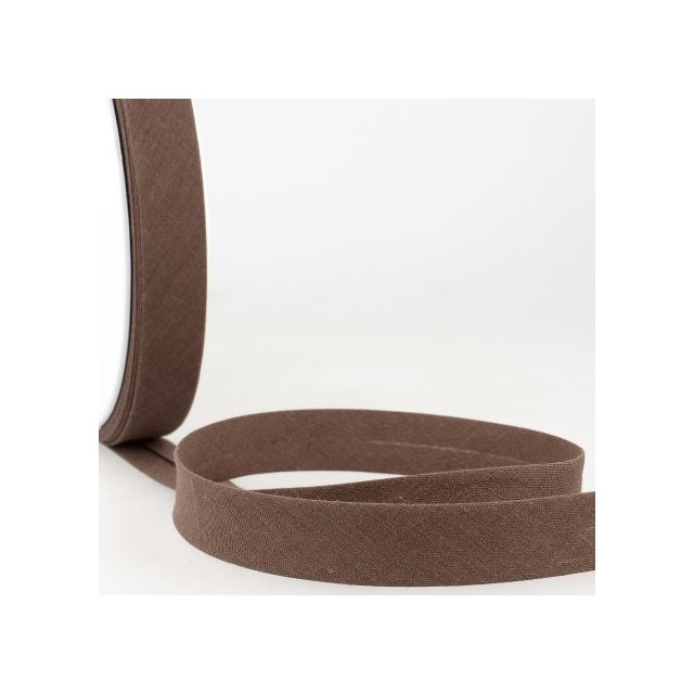 Biais replié tout textile 20 mm Chocolat x1m