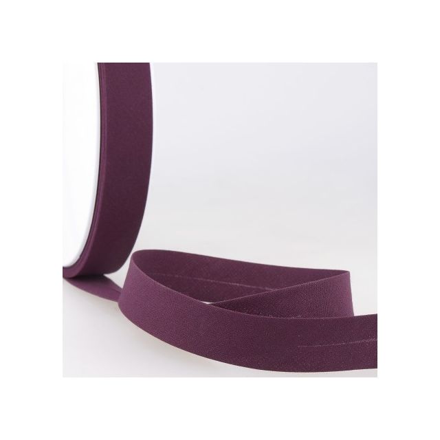 Biais replié tout textile 20 mm Prune x1m