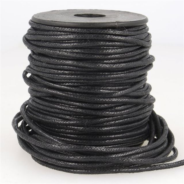Cordon aspect cuir 2 mm Noir x1m