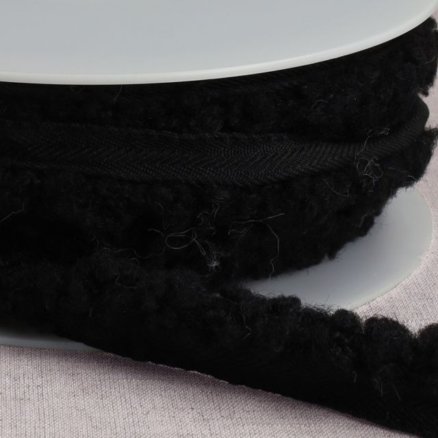 Passepoil Bouclettes 25 mm Noir x1m - 25 mm
