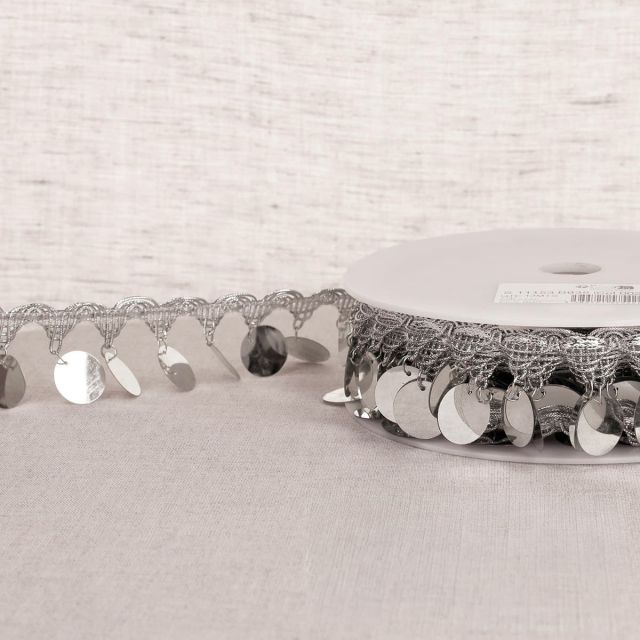 Galon Sequins Argenté x1m