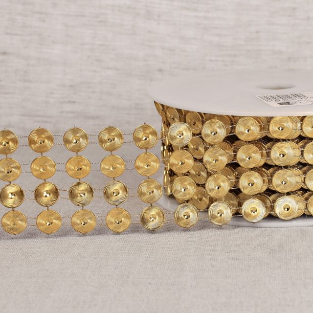 Galon paillettes 55 mm 4 rangs Or x1m