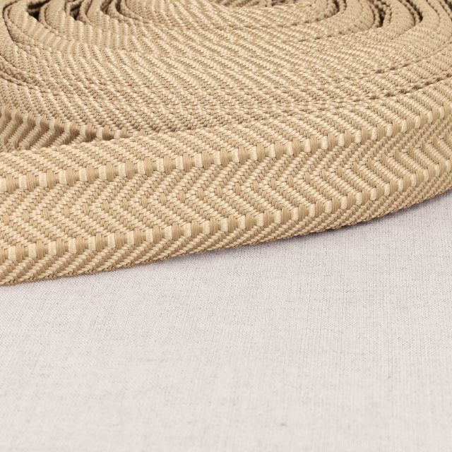Sangle Double chevrons 38 mm  Beige x1m