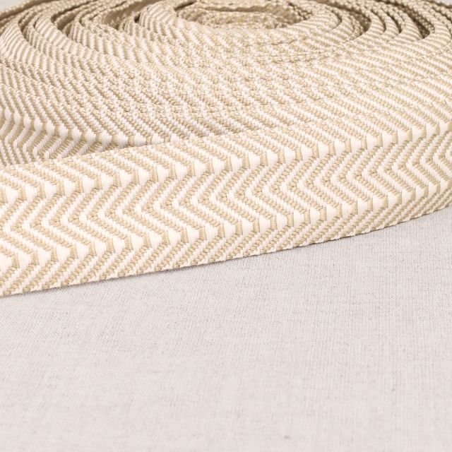 Sangle Double chevrons 38 mm  Ecru x1m