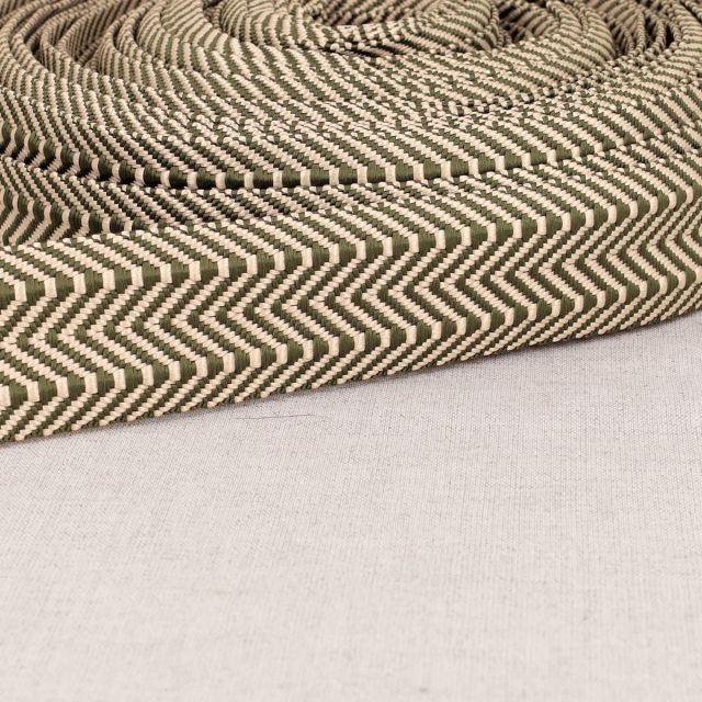 Sangle Double chevrons 38 mm  Kaki x1m