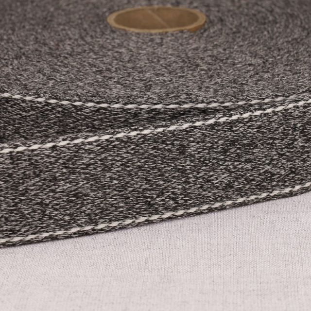Sangle chinée point sellier 30 mm Gris anthracite x1m