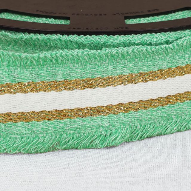 Sangle frangette Lurex 50 mm Vert clair x1m