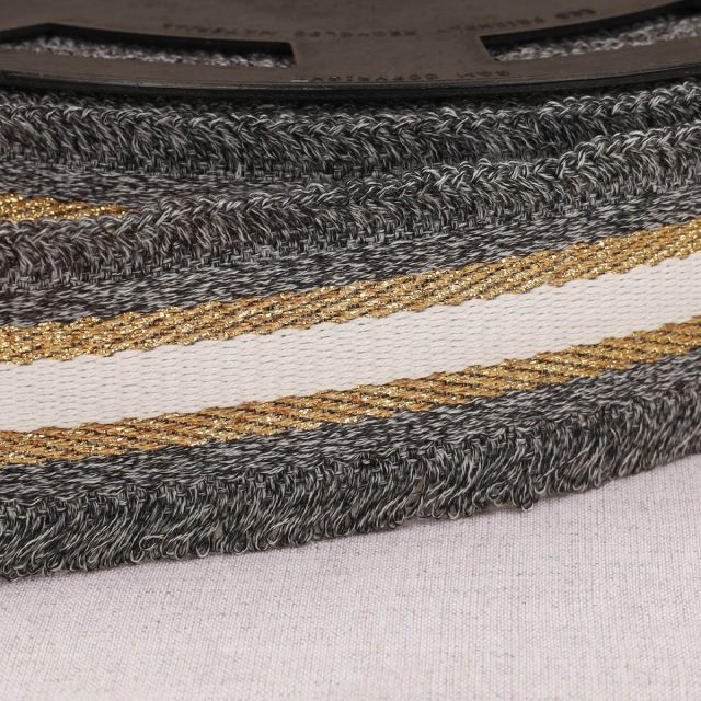 Sangle frangette Lurex 50 mm Gris x1m