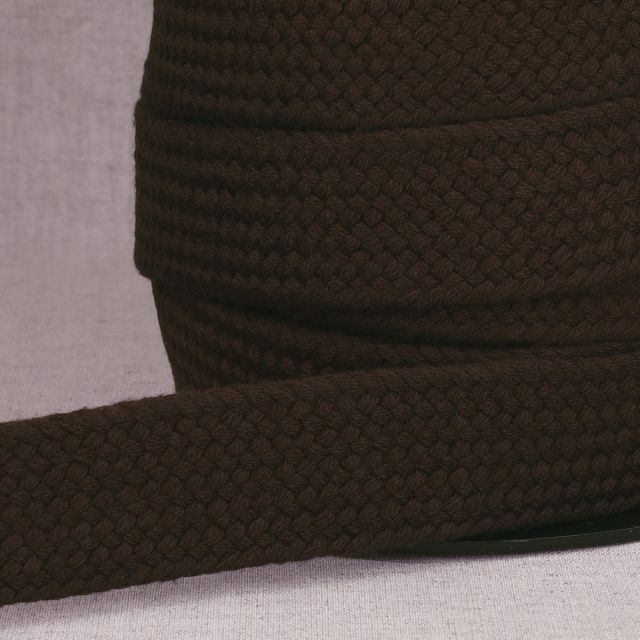 Sangle Coton tressée 30 mm Marron foncé x1m