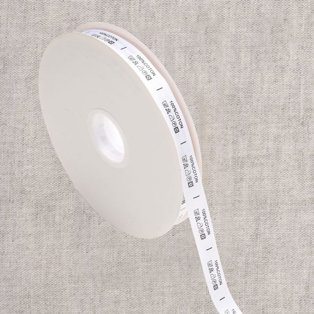 Ruban étiquettes composition 15 mm - 100% Coton