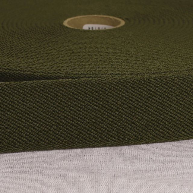Elastique plat 33 mm Spécial ceinture Vert kaki x1m