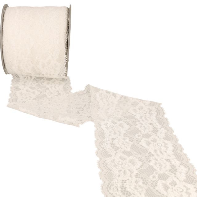 Dentelle Rachel fleurs Blanc - 100 mm
