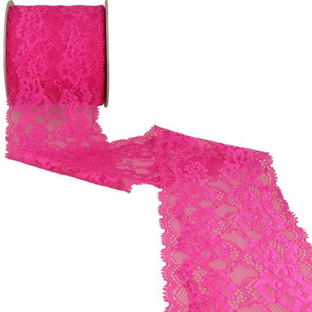 Dentelle Rachel fleurs Fuschia - 100 mm