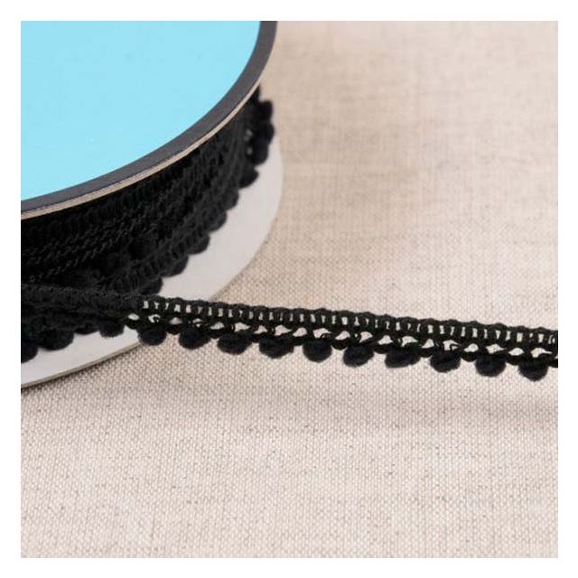 Galon petits pompons 10 mm Noir