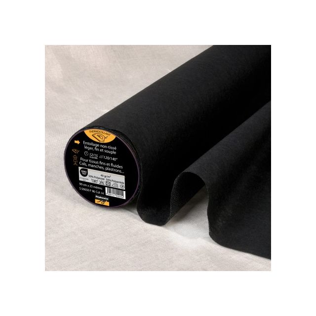 Entoilage Thermocollant non tissé fine N40 Noir