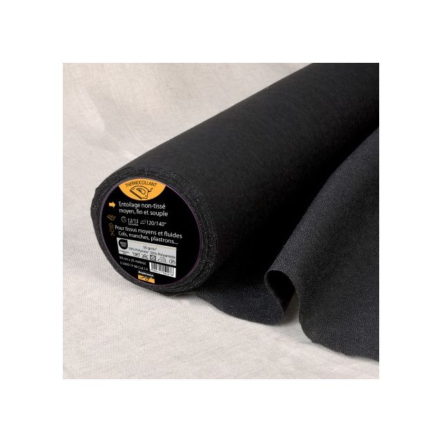 Entoilage Thermocollant non tissé fine N50 Noir - Par 10 cm