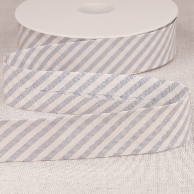 Biais replié 25 mm Rayé Bleu x1m