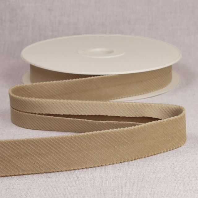 Biais Velours grosses côtes 25 mm Lin x1m