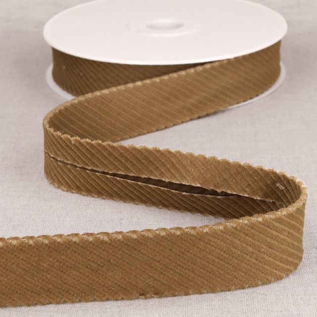 Biais velours grosses cotes Beige - 30 mm