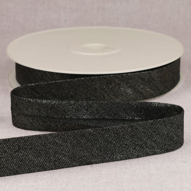 Biais Jean métallisé Noir x1m