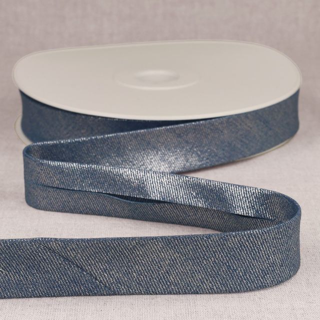 Biais Jean métallisé Bleu x1m