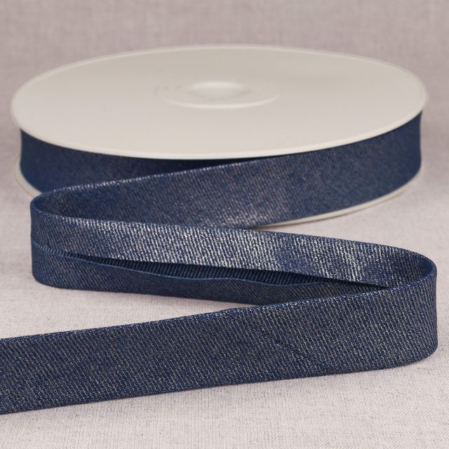 Biais Jean métallisé Bleu marine x1m