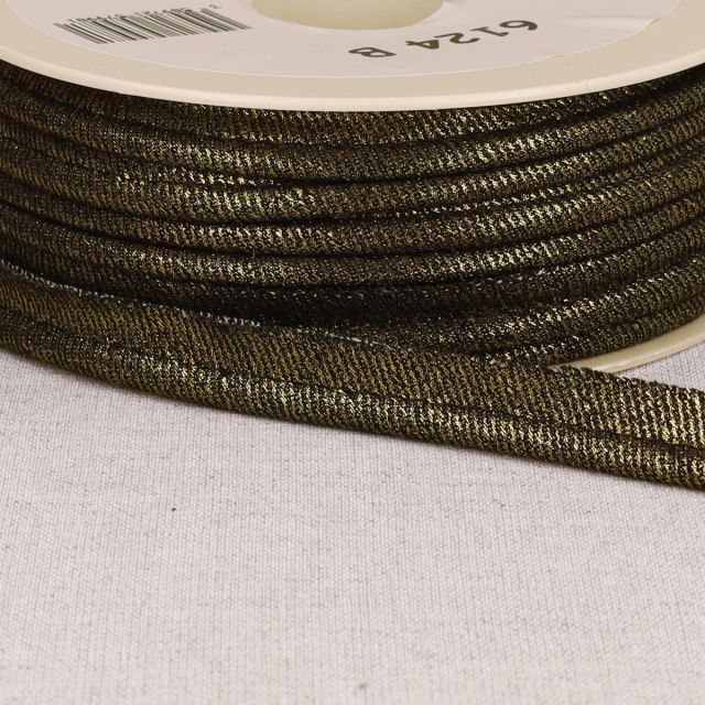 Passepoil métallisé effet Jean Noir et or - 12 mm