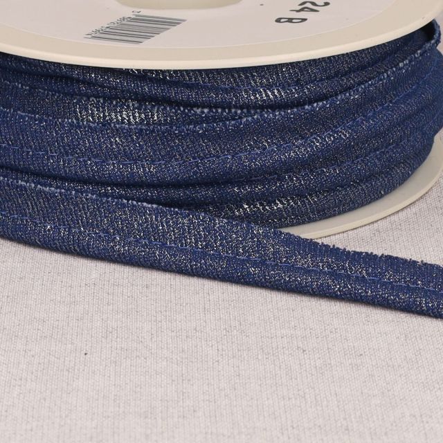 Passepoil métallisé effet Jean Bleu marine - 12 mm