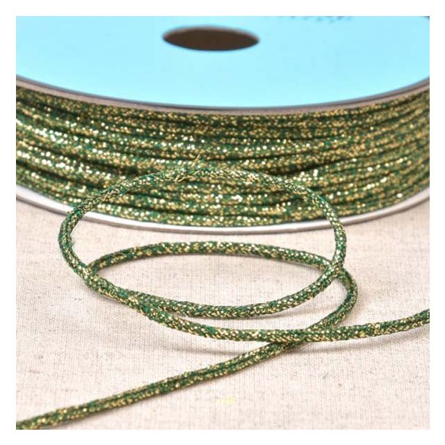 Cordon chiné lurex 2 mm Vert et or