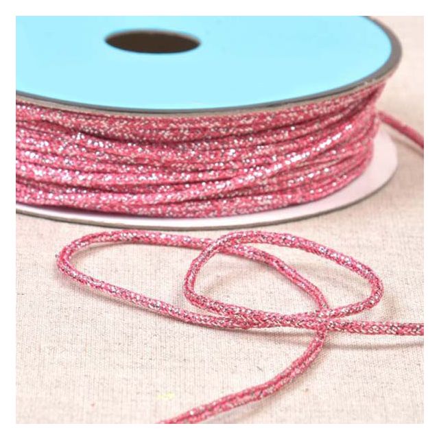 Cordon chiné lurex 2 mm Rose et argent