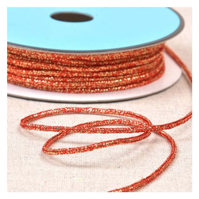 Cordon chiné lurex 2 mm Rouge et or
