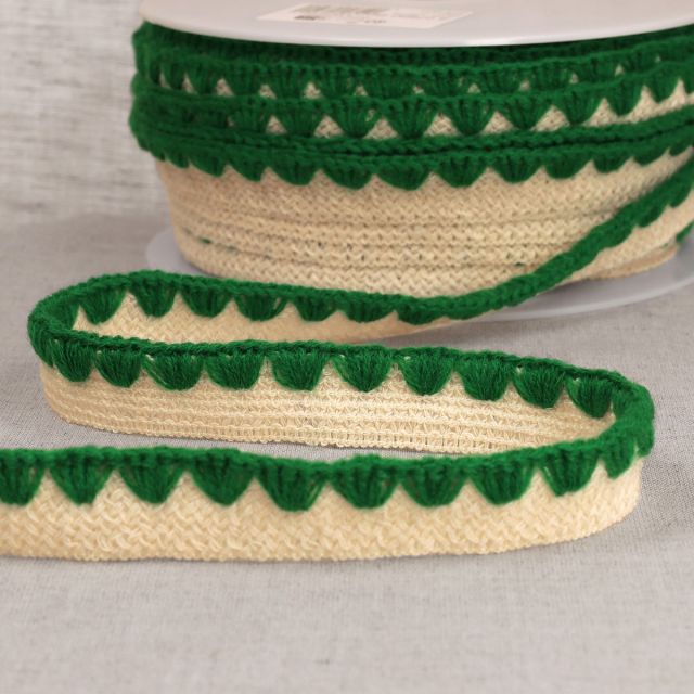 Tresse pré pliée zig zag Vert x1m