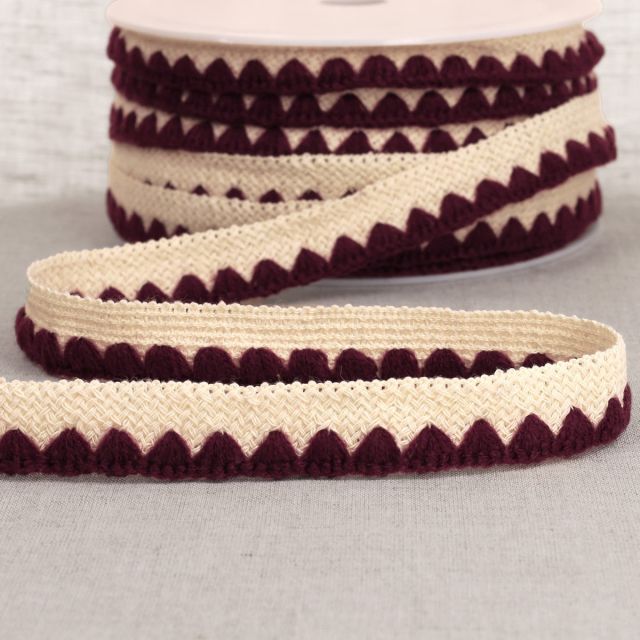 Tresse pré pliée zig zag Prune x1m