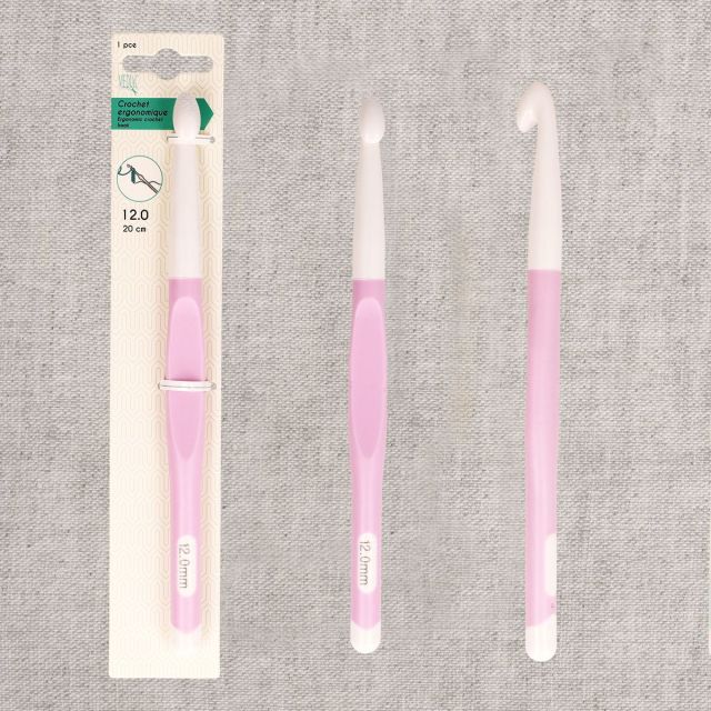 Crochet ergonomique taille 12 Rose clair