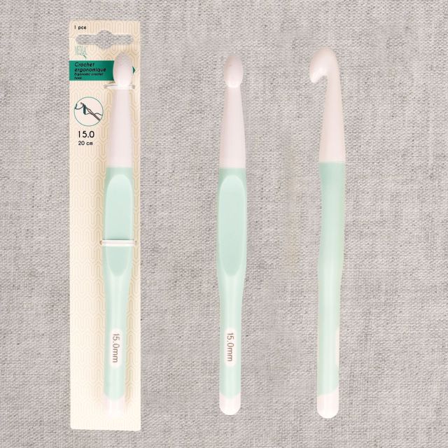 Crochet ergonomique taille 15 Vert d'eau