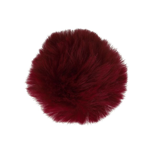 Pompon imitation fourrure 10 cm Bordeaux x1