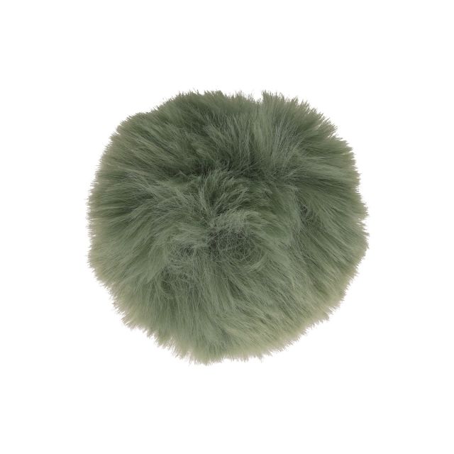 Pompon imitation fourrure 10 cm Vert kaki x1