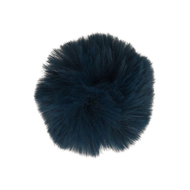 Pompon imitation fourrure 10 cm Bleu marine x1
